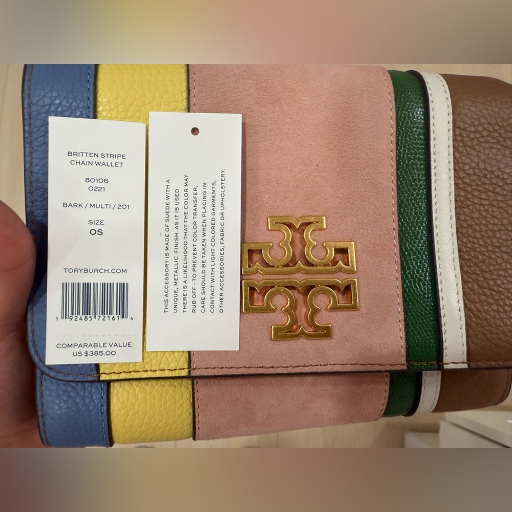 (NWT)Tory burch Britten stripe chain wallet 80106 - Picture 10 of 10